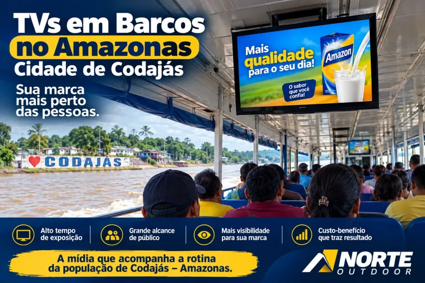 TVs em Barcos no Amazonas: a m&iacute;dia que acompanha a rotina de Codaj&aacute;s
